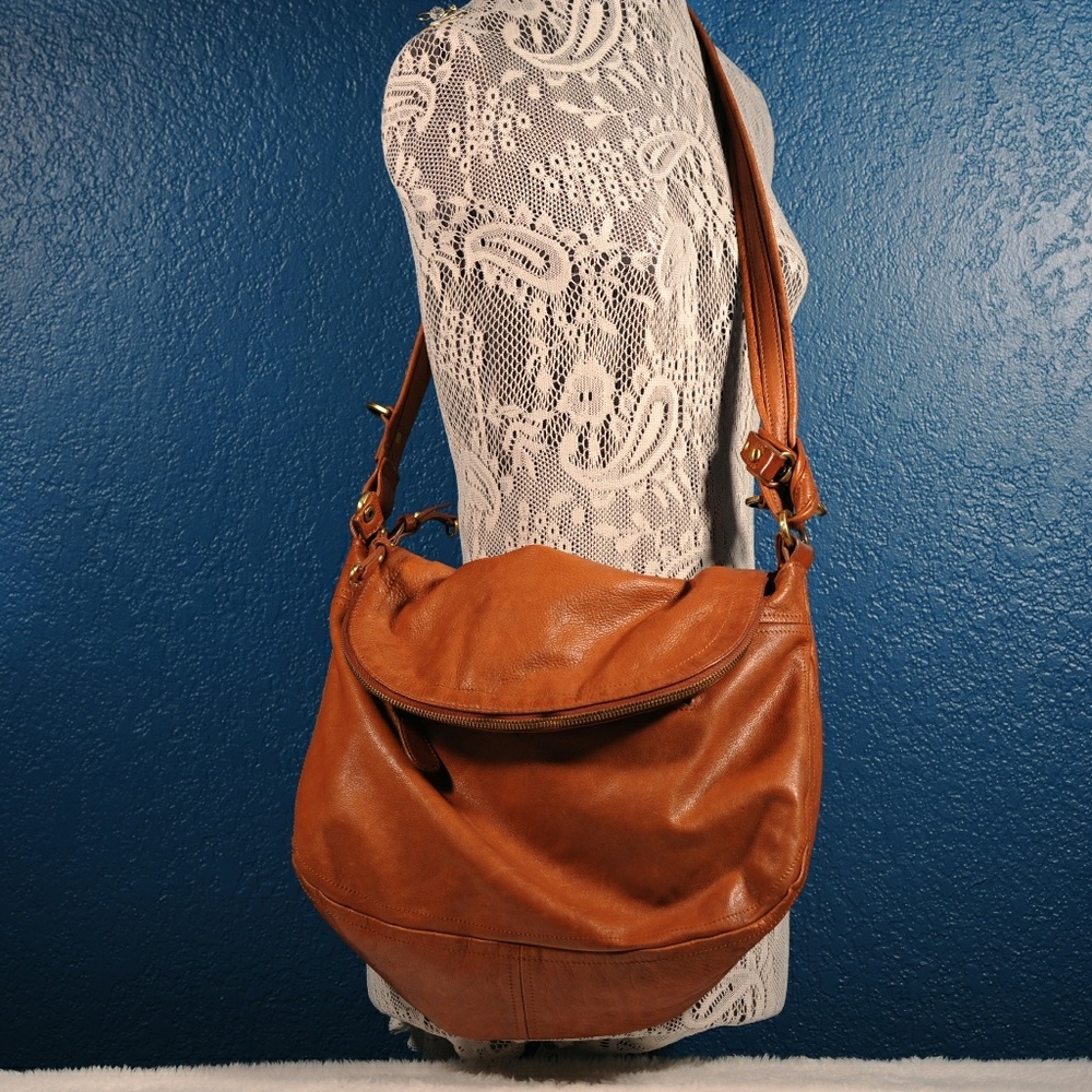 Large brown leather shoulder bag